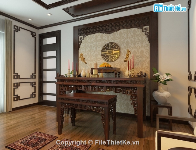 File sketchup phòng thờ,Phòng thờ file sketchup,model phòng thờ file sketchup